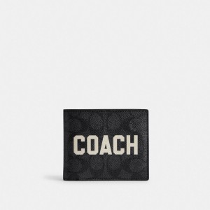 Coach 3 In 1 Wallet In Signature Canvas With Graphic Brieftaschen Herren Grau Mehrfarbig | DQCHJ-0415