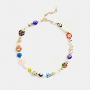 Coach Beaded Charm Necklace Schmuck Damen Gold Mehrfarbig | PLUGT-0495