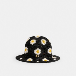 Coach Daisy Crochet Bucket Hat Hüte Damen Schwarz | RWIXO-0796