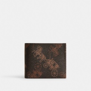Coach Double Billfold Wallet With Large Horse And Carriage Print Brieftaschen Herren Mehrfarbig | NVDFM-2671