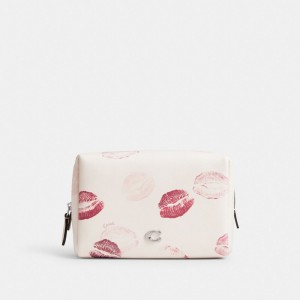 Coach Essential Cosmetic Pouch With Lip Print Reisetasche Damen Silber Mehrfarbig | OUMIE-7904