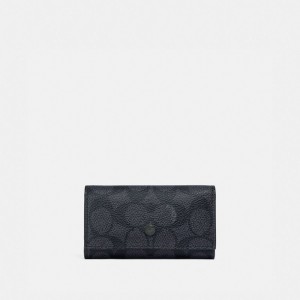 Coach Four Ring Key Case In Signature Canvas Taschenzubehör Herren Grau | DNBKM-6584