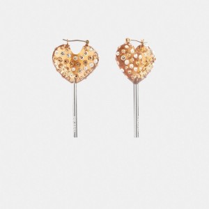 Coach Heart Lollipop Earrings Schmuck Damen Silber Gold | AYCEH-7208