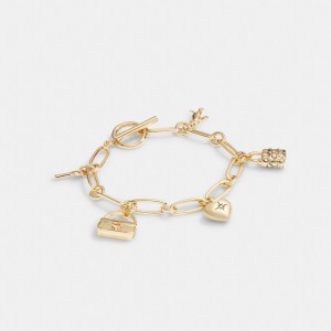 Coach Iconic Charm Chain Bracelet Schmuck Damen Gold | GHNTP-6128