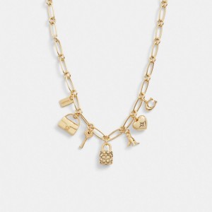 Coach Iconic Charm Chain Necklace Schmuck Damen Gold | ZJWGE-6354