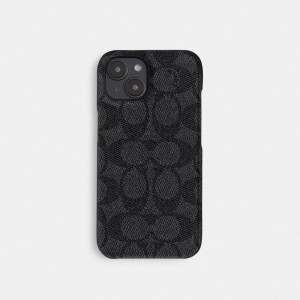 Coach Iphone 15 Case In Signature Canvas Reisetasche Damen Grau | MXYDB-7680