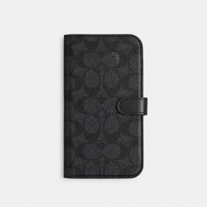 Coach Iphone 15 Pro Max Folio In Signature Canvas Reisetasche Damen Grau | BGOXA-6401