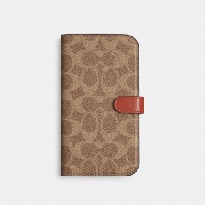 Coach Iphone 15 Pro Max Folio In Signature Canvas Reisetasche Damen Beige | PLRNE-4986