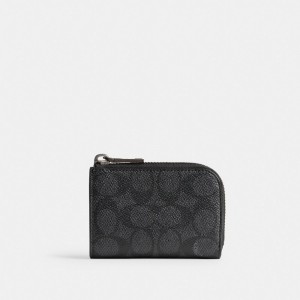 Coach L Zip Key Case In Signature Canvas Taschenzubehör Herren Grau | UIJTN-5276