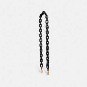 Coach Leather Covered Chain Strap Schmuck Damen Schwarz | PGRMN-3057