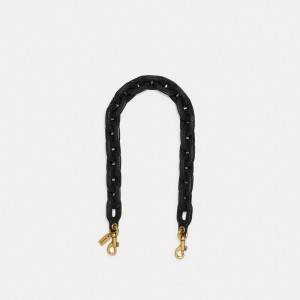 Coach Leather Covered Short Chain Strap Schmuck Damen Schwarz | ANEDR-1764