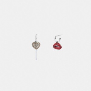 Coach Lollipop And Lips Mismatch Earrings Schmuck Damen Silber Mehrfarbig | RSMOZ-3682