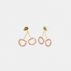Coach Pave Cherry Drop Earrings Schmuck Damen Gold Mehrfarbig | BAKQV-8527