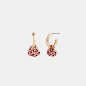 Coach Pave Heart Huggie Earrings Schmuck Damen Gold Rosa Mehrfarbig | UXNEJ-0752