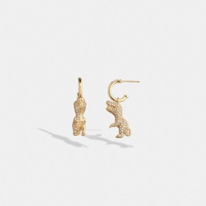 Coach Pave Rexy Huggie Earrings Schmuck Damen Gold | PMDKF-7126