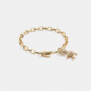 Coach Pave Rexy Signature Chain Bracelet Schmuck Damen Gold | DWTBC-1293