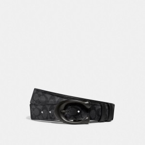 Coach Sculpted C Buckle Cut To Size Reversible Belt, 40 Mm Gürtel Herren Schwarz Grau | GYOUX-3516