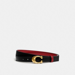Coach Sculpted C Buckle Cut To Size Reversible Belt, 25 Mm Gürtel Damen Schwarz Rot | OWUSD-7236
