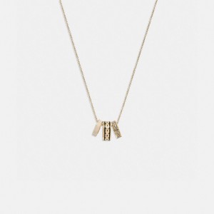 Coach Signature Enamel Necklace Schmuck Damen Gold Schwarz | FTSJK-9054