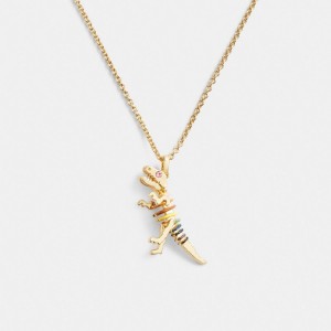 Coach Skeletal Rexy Long Pendant Necklace Schmuck Damen Gold Mehrfarbig | KVHEC-3187