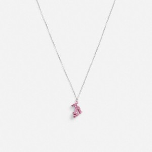 Coach Stiletto Pendant Necklace Schmuck Damen Silber Rosa | MSCJX-3875