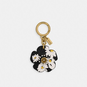 Coach Tea Rose Bag Charm With Floral Print Schmuck Damen Schwarz Mehrfarbig | TFWRC-9714