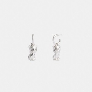 Coach The Lil Nas X Drop Cat Huggie Earrings Schmuck Damen Silber | HTESJ-9804