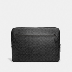 Coach Zip Around Laptop Case In Signature Canvas Reisetasche Herren Grau | VSRQD-7925